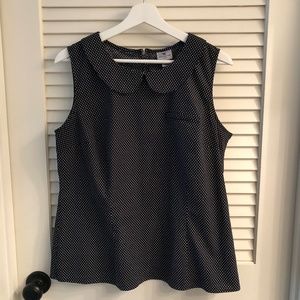 Worthington Black w/ White Polka Dot Sleeveless Top  Size Large